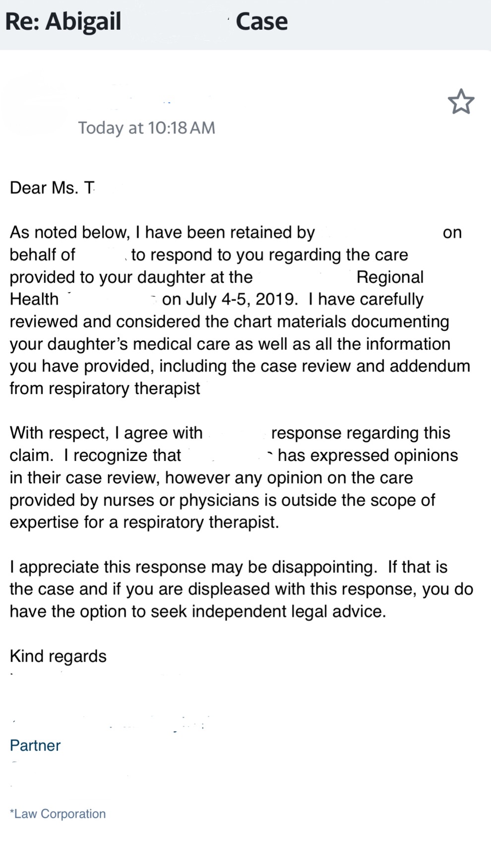 Hospitals Lawyers Response